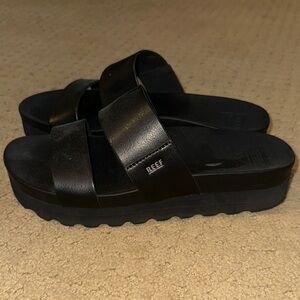 Reef Sleek Black Slide Sandals